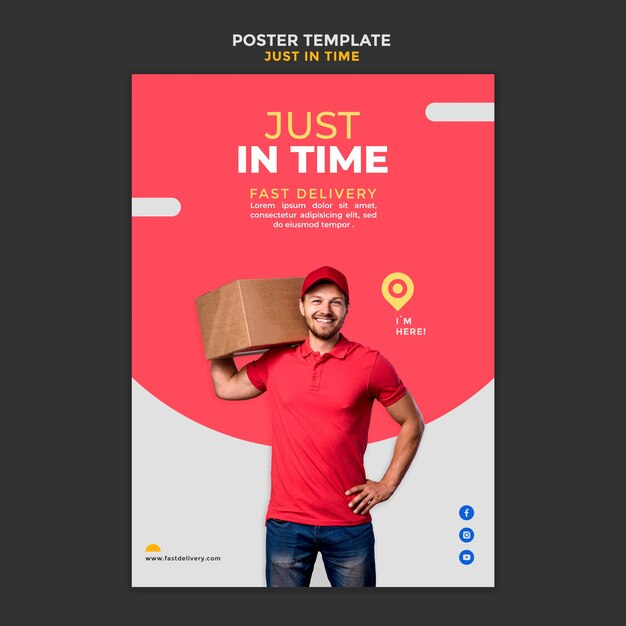 Plantilla de póster de anuncios de empresa de entrega