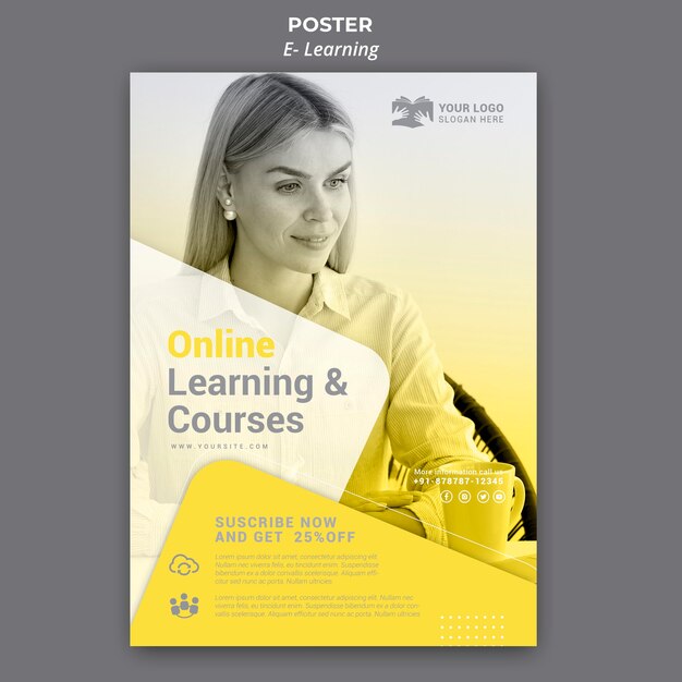 Plantilla de póster de aprendizaje electrónico