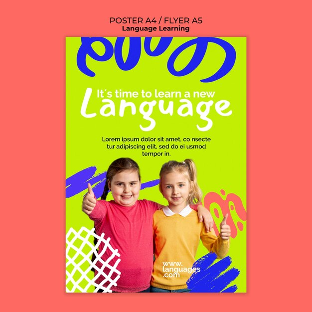 Plantilla de póster de aprendizaje de idiomas