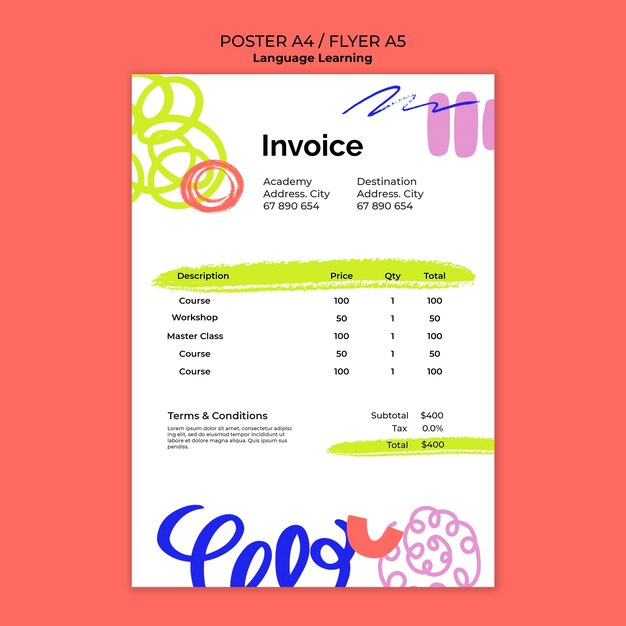 Plantilla de póster de aprendizaje de idiomas