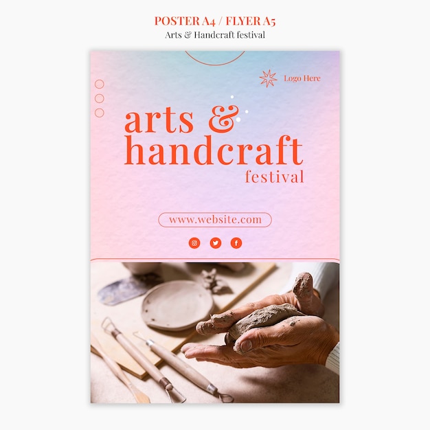 PSD gratuito plantilla de póster de artes y manualidades