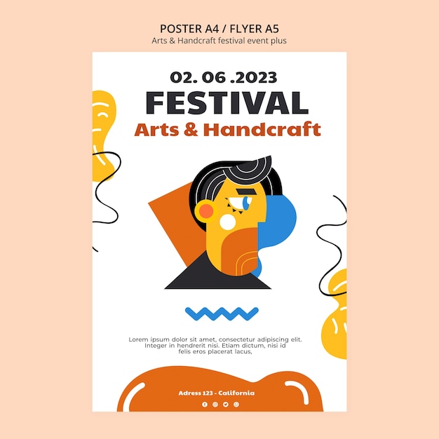 PSD gratuito plantilla de póster de artes y manualidades