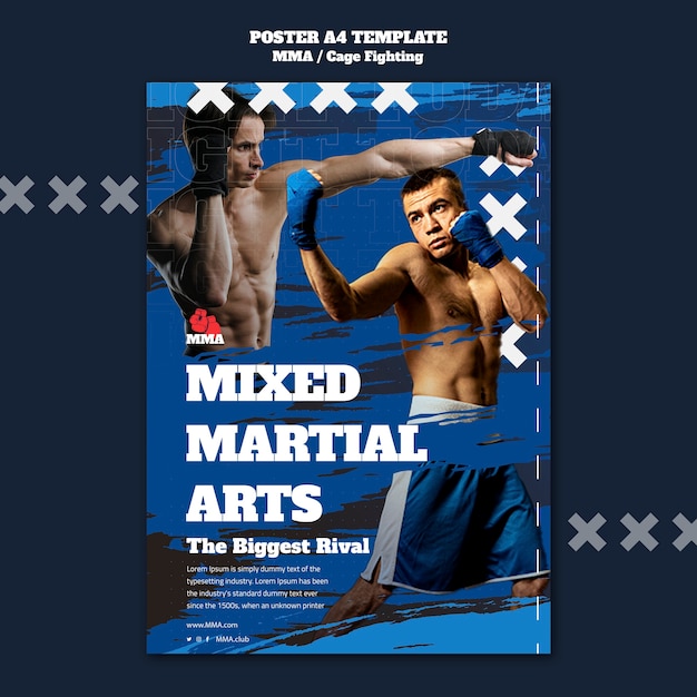 PSD gratuito plantilla de póster de artes marciales mixtas