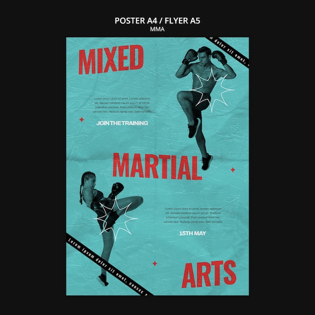 PSD gratuito plantilla de póster de artes marciales mixtas