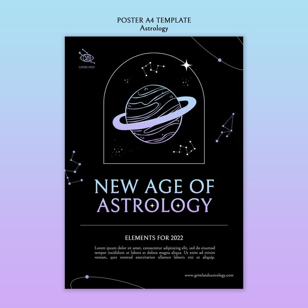 Plantilla de póster de astrología de diseño plano
