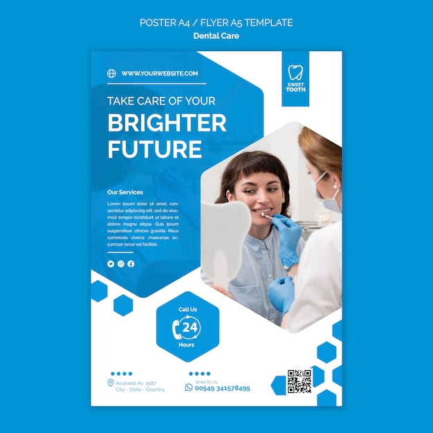 Plantilla de póster de atención médica dental