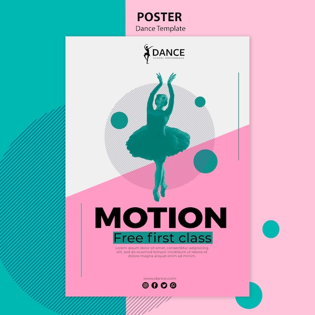 PSD gratuito plantilla de póster de baile con bailarina