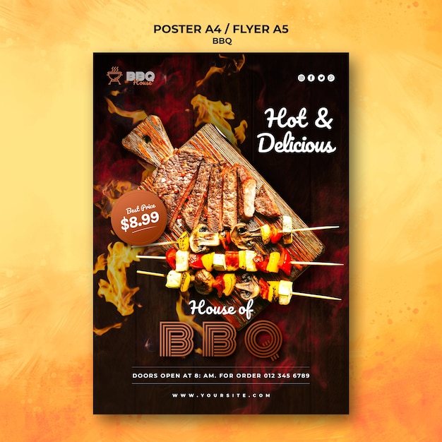 PSD gratuito plantilla de póster de barbacoa