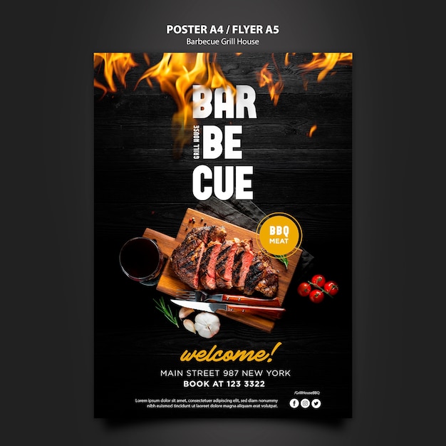 Plantilla de póster con barbacoa