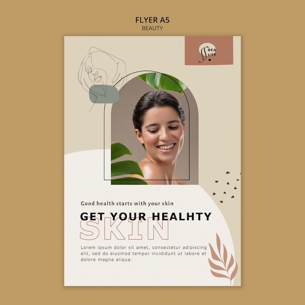 Plantilla de póster de belleza de diseño plano