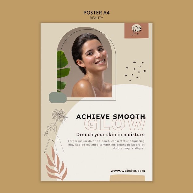 Plantilla de póster de belleza de diseño plano