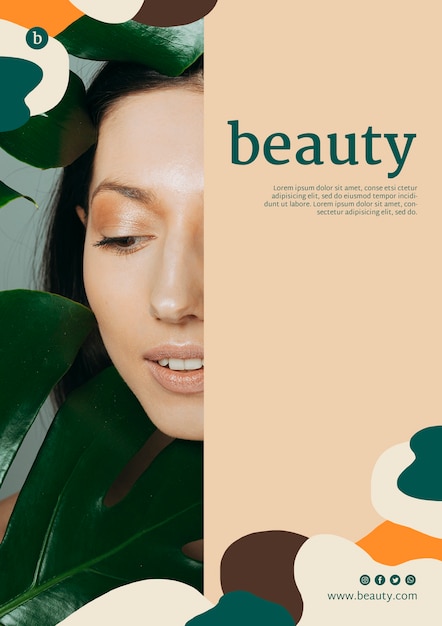 Plantilla de póster de belleza con una mujer