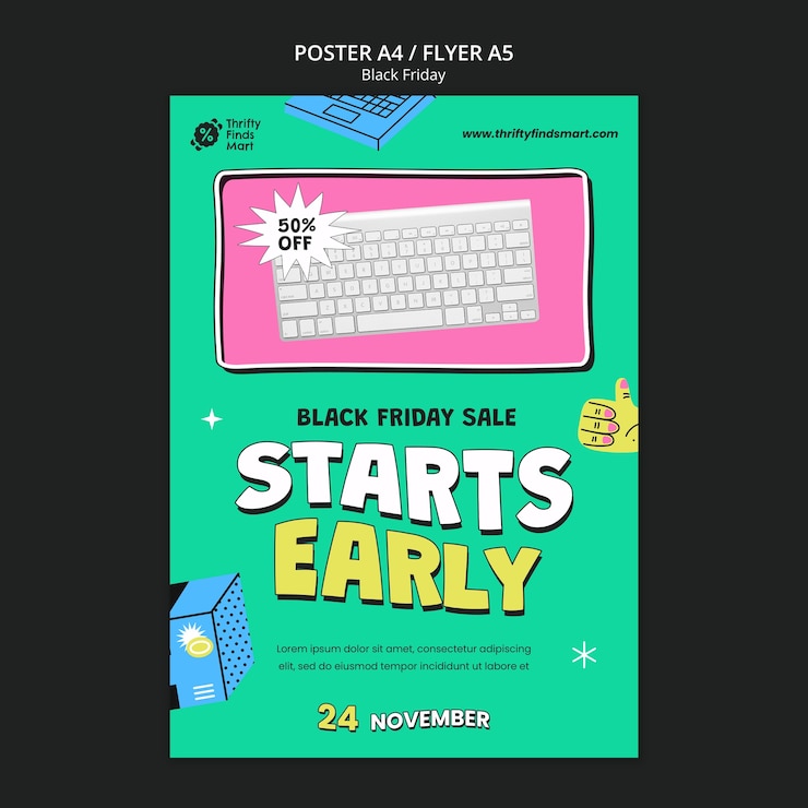 PSD gratuito plantilla de póster de black friday