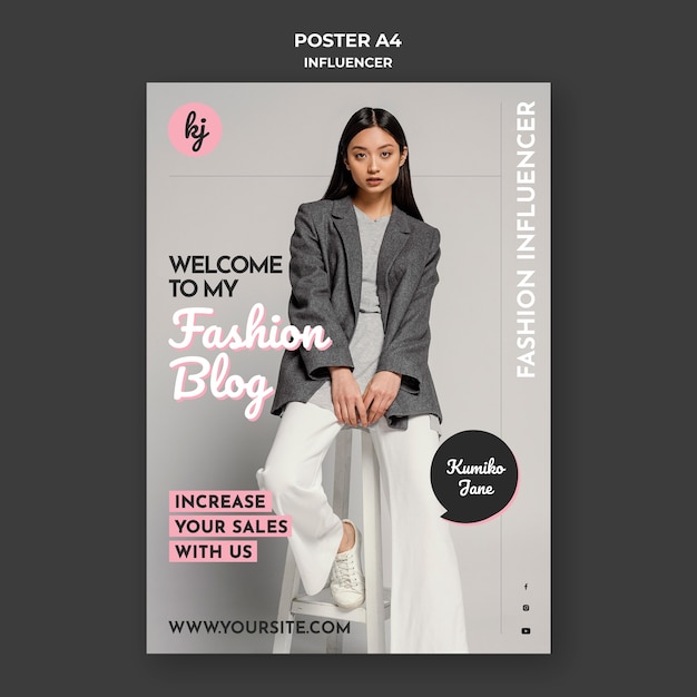 Plantilla de póster de blogger de moda