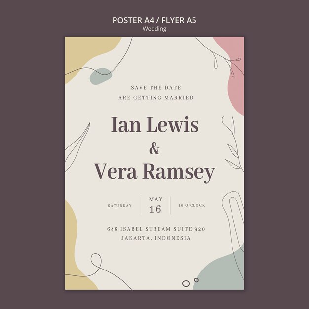 Plantilla de póster de boda