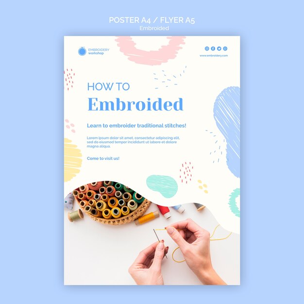 Plantilla de póster bordado