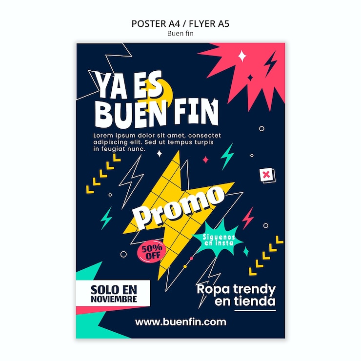 PSD gratuito plantilla de póster buen fin de diseño plano