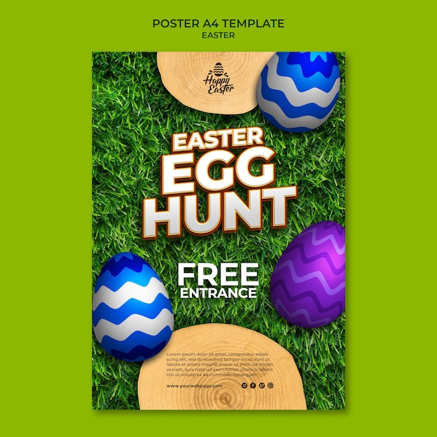 PSD gratuito plantilla de póster de búsqueda de huevos de pascua