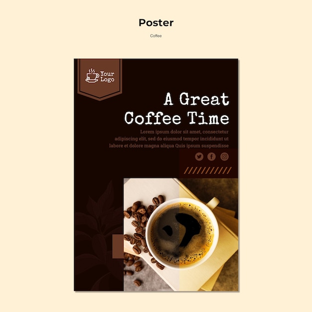 Plantilla de póster de cafetería