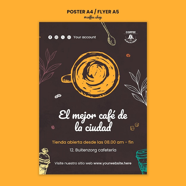 PSD gratuito plantilla de póster de cafetería