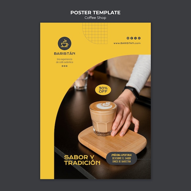 PSD gratuito plantilla de póster de cafetería