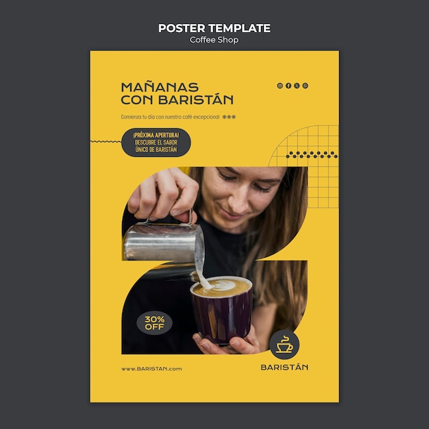 Plantilla de póster de cafetería