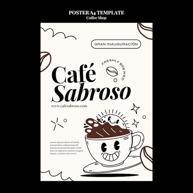 PSD gratuito plantilla de póster de cafetería