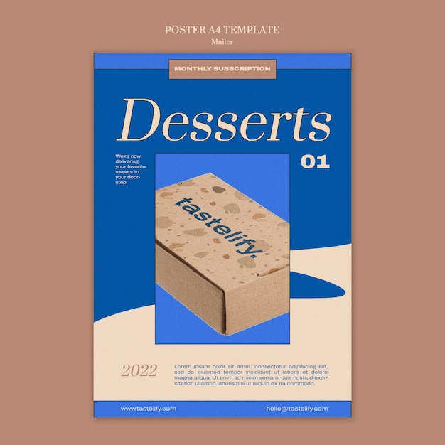 PSD gratuito plantilla de póster de caja de postre