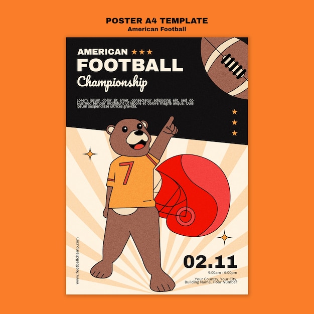 Plantilla de póster del campeonato de fútbol americano