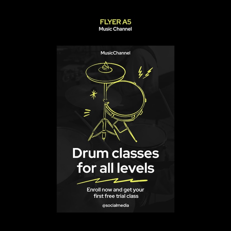 PSD gratuito plantilla de póster de canal de música
