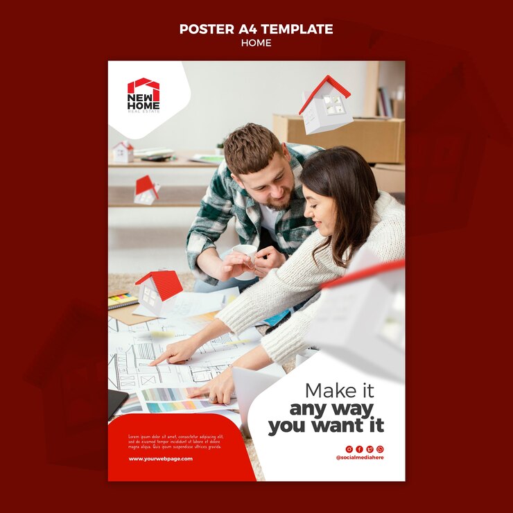 PSD gratuito plantilla de póster de casa nueva