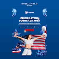 PSD gratuito plantilla de póster de celebración del 4 de julio.
