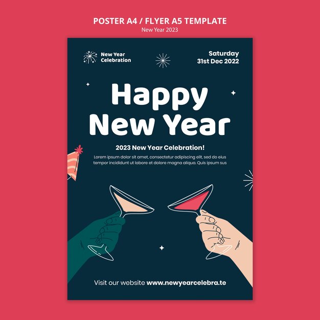 Plantilla de póster de celebración de año nuevo 2023