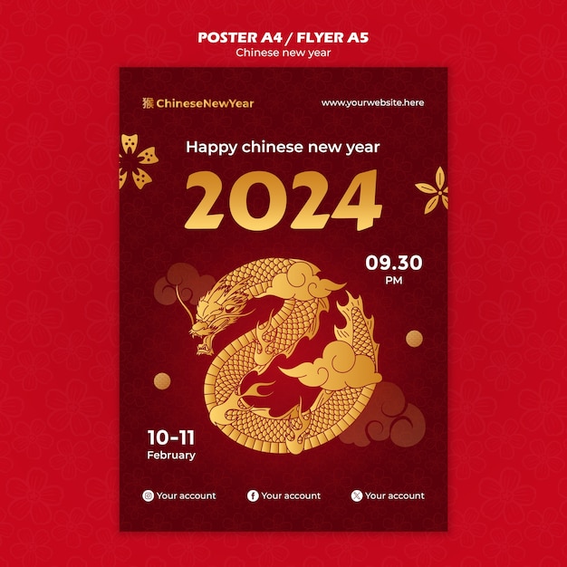 Plantilla de póster de celebración del año nuevo chino