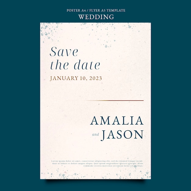 Plantilla de póster de celebración de boda en acuarela