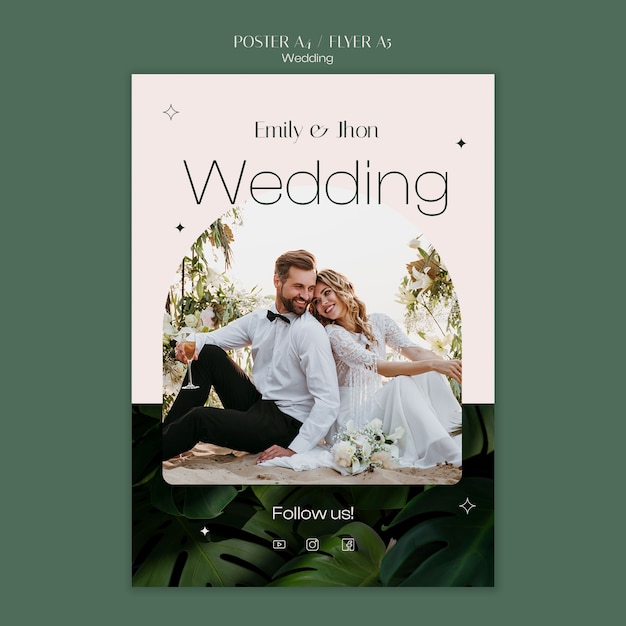 PSD gratuito plantilla de póster de celebración de boda