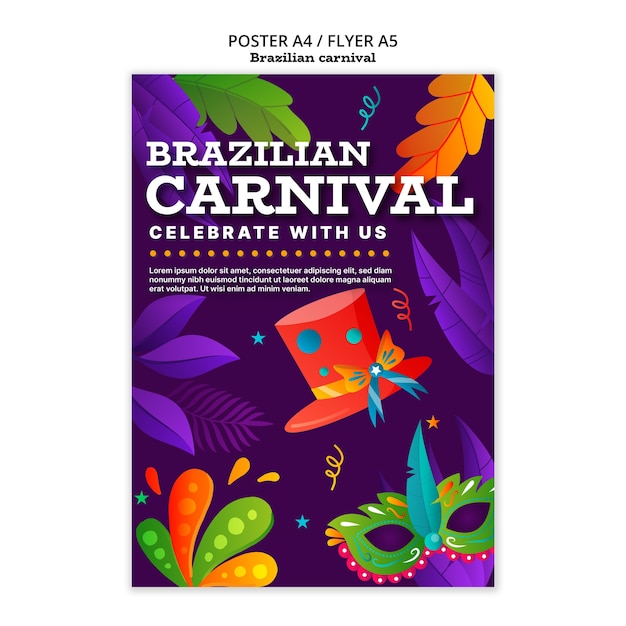 PSD gratuito plantilla de póster de celebración del carnaval brasileño