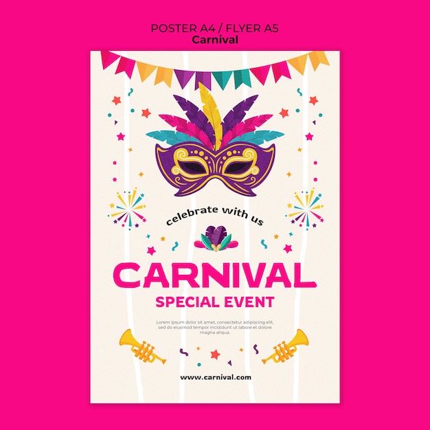 PSD gratuito plantilla de póster para la celebración del carnaval