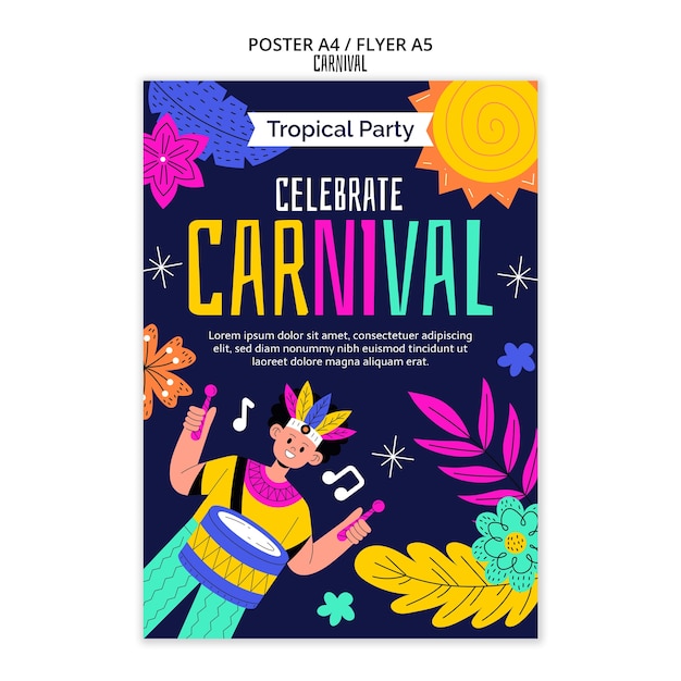 PSD gratuito plantilla de póster para la celebración del carnaval