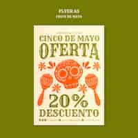 PSD gratuito plantilla de póster para la celebración del cinco de mayo