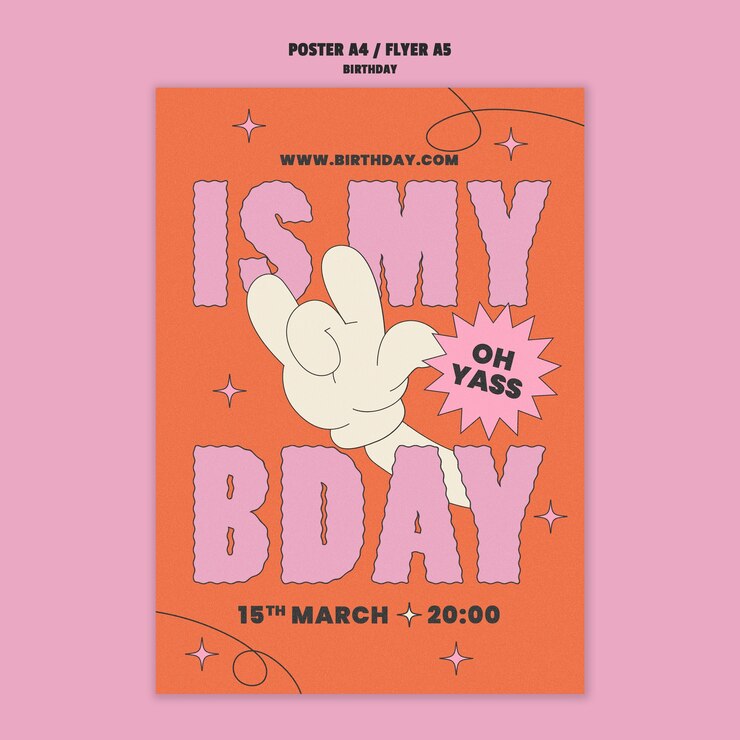 PSD gratuito plantilla de póster de celebración de cumpleaños de diseño plano