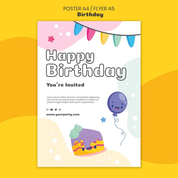 plantilla de póster de celebración de cumpleaños