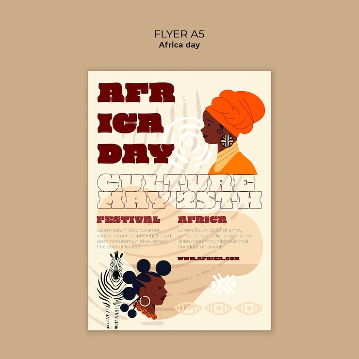 PSD gratuito plantilla de póster para la celebración del día de áfrica