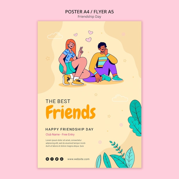 PSD gratuito plantilla de póster de celebración del día de la amistad