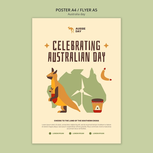 PSD gratuito plantilla de póster para la celebración del día de australia