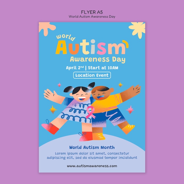 PSD gratuito plantilla de póster para la celebración del día del autismo