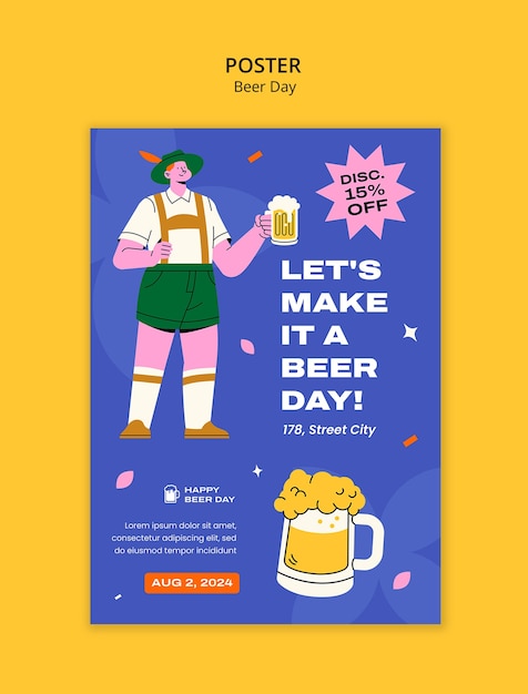 Plantilla de póster para la celebración del día de la cerveza