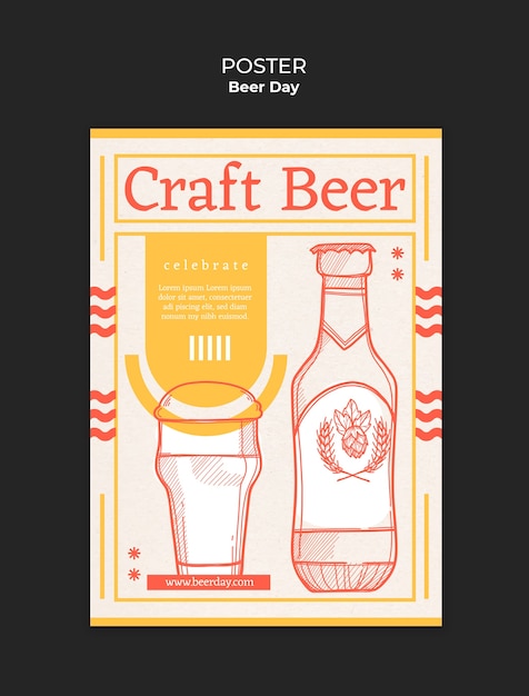 plantilla de póster para la celebración del día de la cerveza