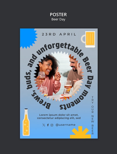 PSD gratuito plantilla de póster para la celebración del día de la cerveza