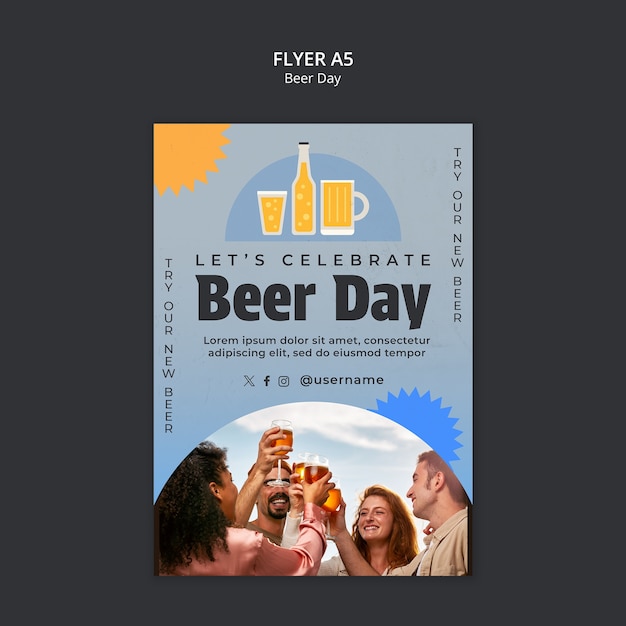 PSD gratuito plantilla de póster para la celebración del día de la cerveza